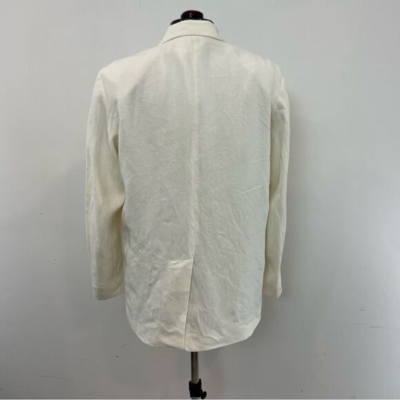 ZARA White 100% cotton Jacket lose fit Two Button Blazer - Picture 5 of 11